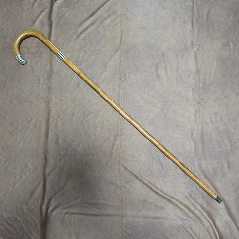 1926 British Vintage Men's Cane Sterling Silver Decoration Wood Grain Brown Shaft 92.5cm